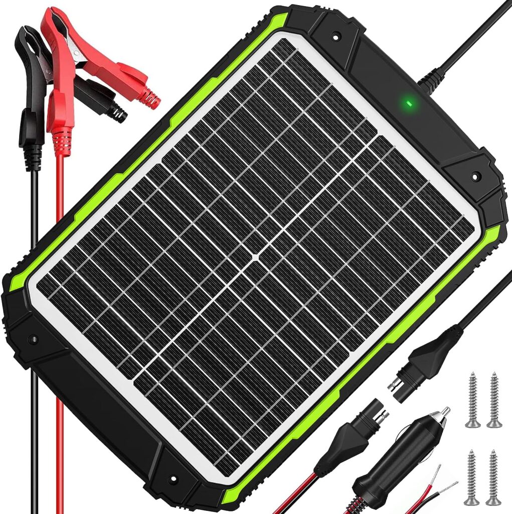 20W 12V Solar Battery Charger Maintainer, Waterproof 20 Watt 12 Volt Solar Panel Trickle Charger Kit, Built-in Intelligent MPPT Charge Controller for Car Boat Marine RV Trailer Truck