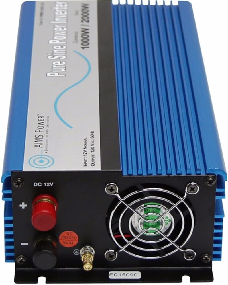 AIMS Power 1000 Watt, 2000 Watt Peak, Pure Sine DC to AC Power Inverter, USB Port, 2 Year Warranty, Optional Remote, Listed to UL 458