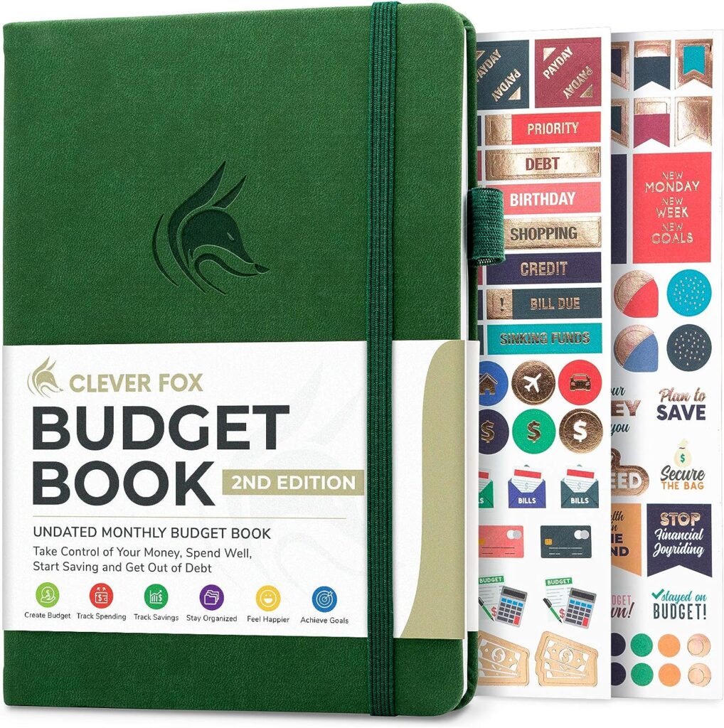 Clever Fox Budget Book 2.0 – Financial Planner Organizer Expense Tracker Notebook. Money Planner for Monthly Budgeting and Personal Finance. Colored Edition, Compact Size (5.3 x 7.7) – Dark Green