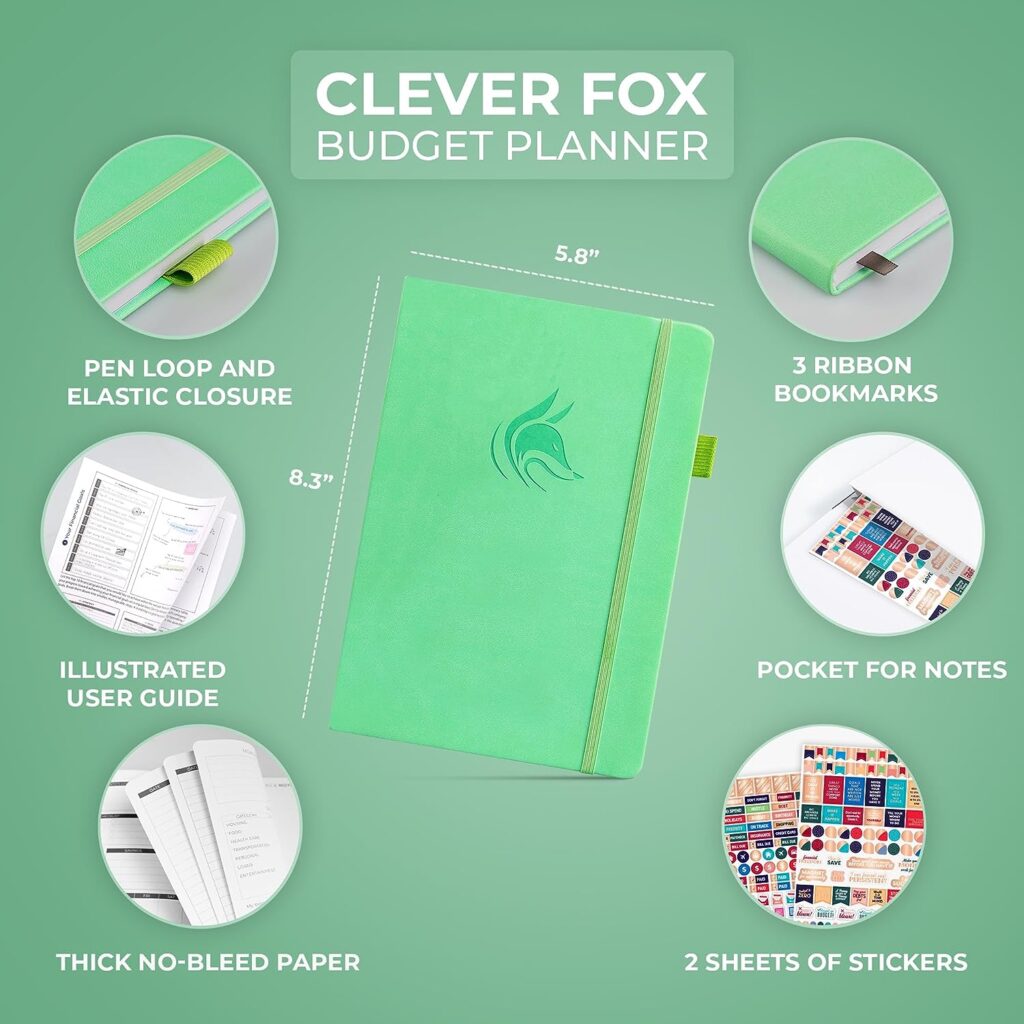 Clever Fox Budget Book - Expense Tracker Notebook. Monthly Budgeting Organizer, Finance Logbook Accounts Book to Take Control of Your Money. Undated Bill Tracker, Start Anytime. A5 Size - Mint Green