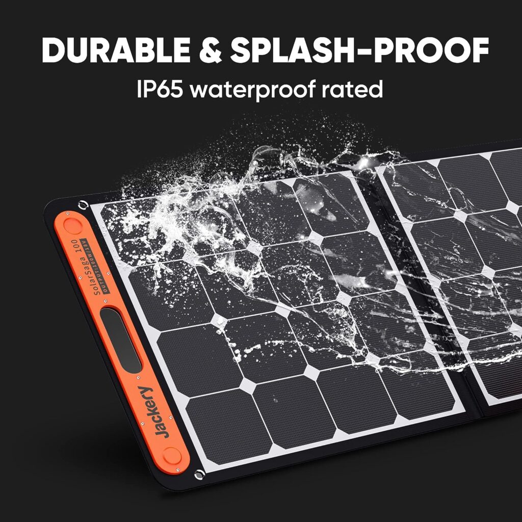 Jackery SolarSaga 100W Portable Solar Panel for Explorer 240/300/500/1000/1500 Power Station, Foldable US Solar Cell Solar Charger with USB Outputs for Phones (Cant Charge Explorer 440/ PowerPro)