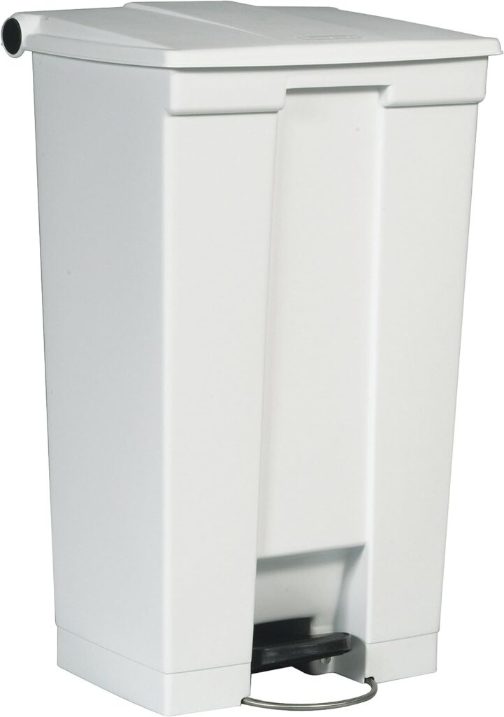 Rubbermaid Commercial Products Step-On Trash Can with Lid, 23-Gallon, White, Hands-Free Sanitary Use Garbage Can for Medical Waste in Hospitals/Lab/Emergency/Patient Rooms