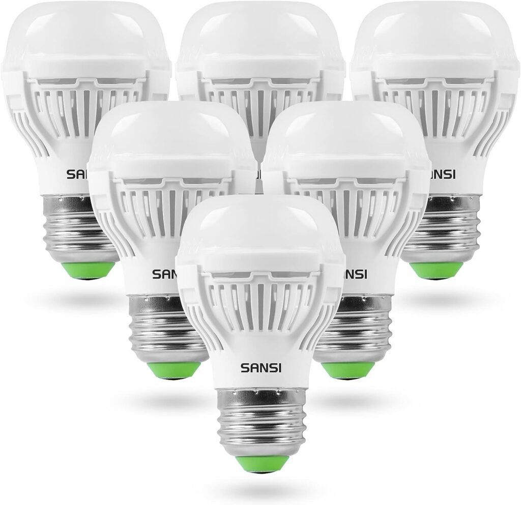 SANSI 60W Equivalent LED Light Bulbs, 22-Year Lifetime,6 Pack 900 Lumens Light Bulb with Ceramic Technology,5000K Daylight Non-Dimmable, E26, A15, Efficient Safe 9W Energy Saving for Home Lighting