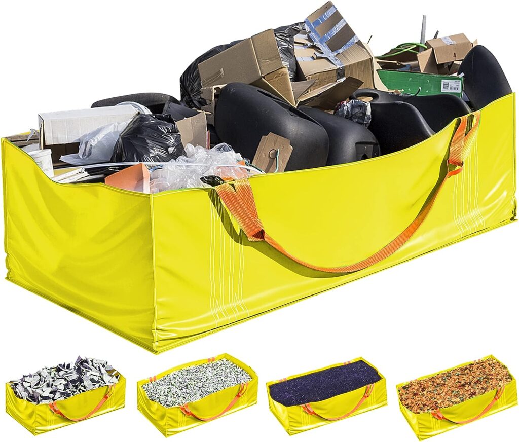 Skywin Dumpster Bag - Foldable and Reusable Trash Bag for Waste Management, Multiple Times Use During Renovations Tear Resistant and Can Hold Up to 3,500 lbs (Yellow)