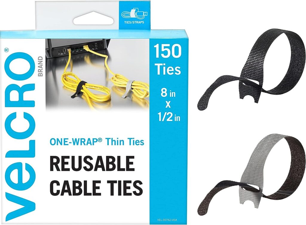 VELCRO Brand ONE-WRAP Double Sided Roll | 45 Ft x 1-1/2 in 150pk Cable Ties Value Pack | Replace Zip Ties with Reusable Straps, Reduce Waste | for Wire Management and Cord Organizer