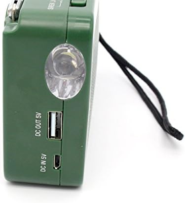 Emergency Radio with Solar and Hand Crank Self Powered, Battery USB Recharging FM/AM Radio LED Flashlight Cell Phone Charger(Green)