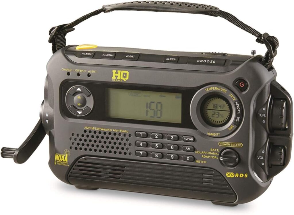 HQ Issue Digital Multi-Band Solar Powered, Weather Radio and Emergency Radio with Emergency Light, Black