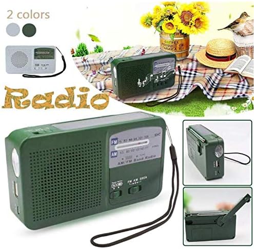 New Solar Powered Hand-cranked Radio LED flashlights Siren FM/AM Emergency Weather Radio with Rechargeable USB Phone Charger Suitable for Hunting Daily Carrying Camping Hiking Night Riding(Green)